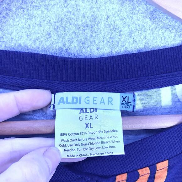 ALDI GEAR ALDIs Henley Long Sleeve Pullover Unisex, Size XL Blue W/ ALDIs Print - Picture 5 of 8
